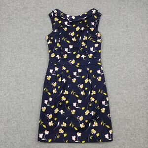 Boden Dress Womens 4P Petite Blue Floral Cowl Neck Fit & Flare Knee Length Work